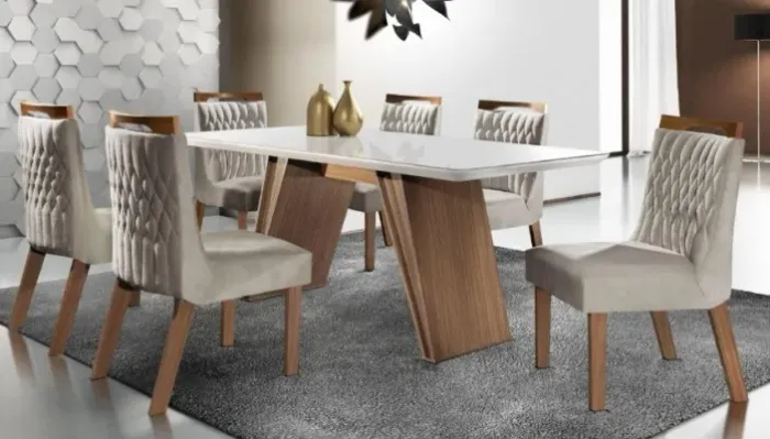 Mesa de Jantar Completa com 6 Cadeiras 1,80x0,90