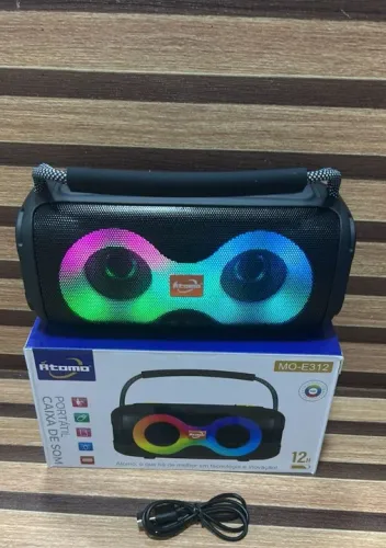 Caixa de Som Rgb Bluetooth Atomo Portátil MO-E312 - 12h de autonomia