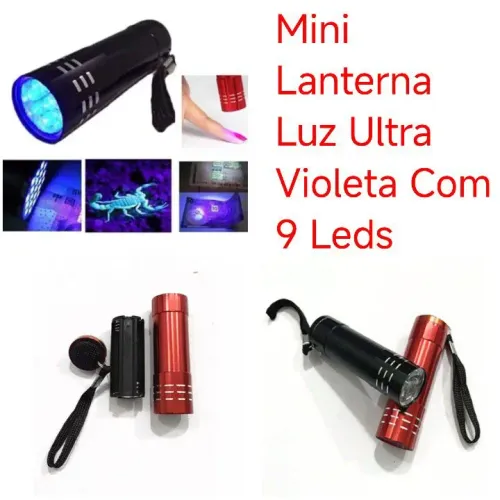 Mini Lanterna Luz Ultra Violeta 9 LEDs