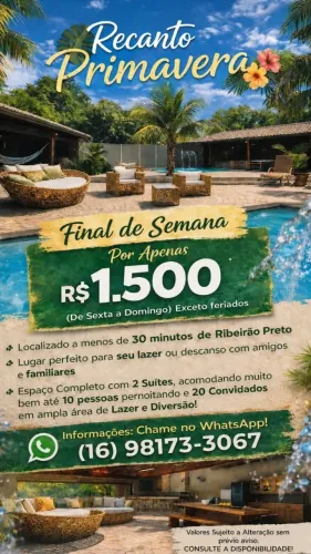 Chácara Para Locação, Finais de Semana, Aniversários, Casamentos e Lazer!