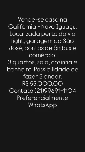 Casa na Califórnia 3 quartos ótima oportunidade