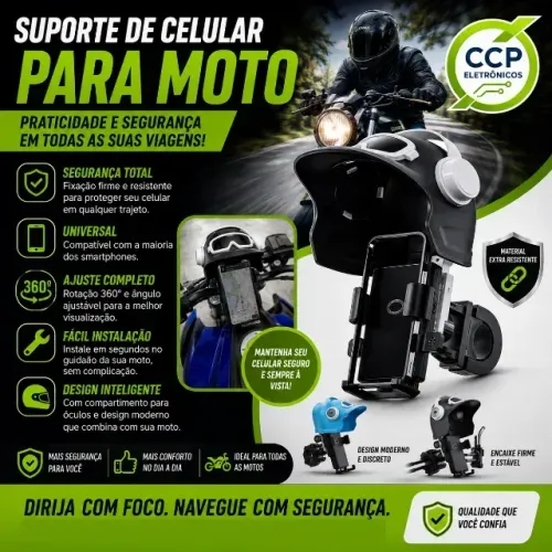 Suporte Celular Capacete Moto Bicicleta Proteção Solar Chuva