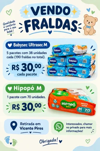 VENDO FRALDAS TAMANHO M