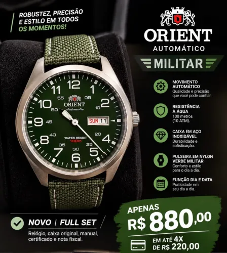 Relógio Orient Automático Militar 3 estrelas 