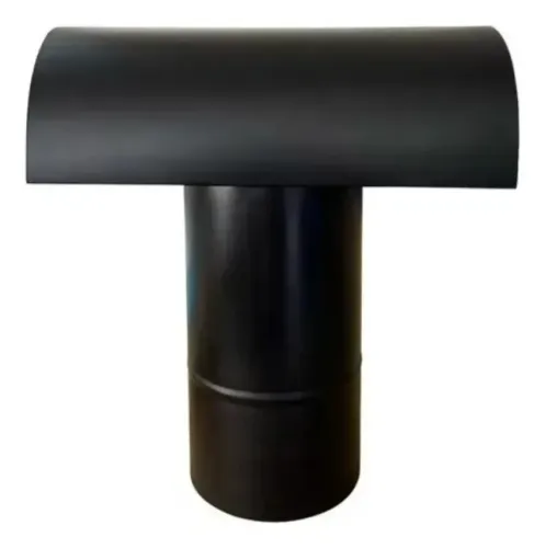 Chapéu T Chaminé P Aquecedor À Gás 100mm Em Aço Preto