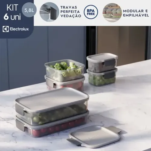 Electrolux Kit 6 Potes Herméticos de Plástico 5.8 L