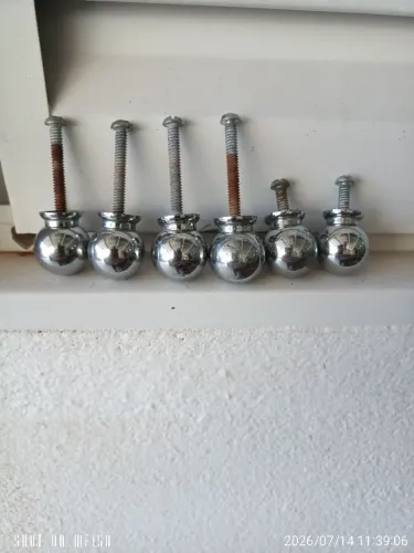 Vendo 6 puchadores antigos de gavetas em aço inox com parafuso e acabamento