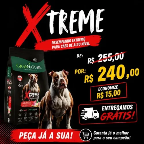 Ração Gran Nature Xtreme 15kg cães adultos + Entrega Grátis