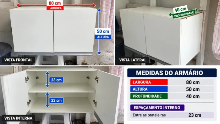 Conjunto com 2 Vendo 2 Armários Brancos de 2 Portas - Usados