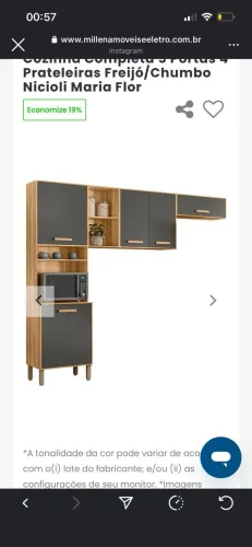 Vendo armario de Cozinha Completa 5 portas 4 Prateleiras Freijó Chumbo Nicioli Maria Flor