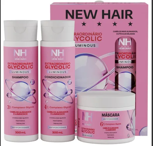 KIT 3 ITENS GLYCOLIC EXTRAORDINARIO NEW HAIR BELKIT