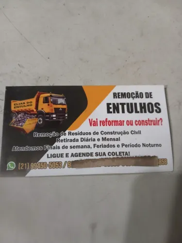Remoção de entulhos e materiais de obras