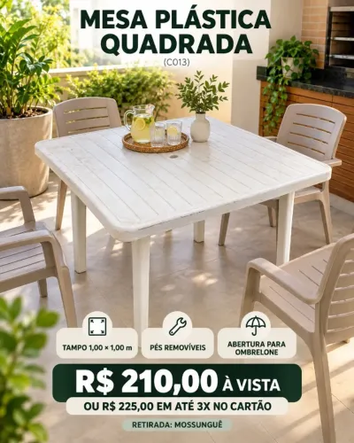 MESA PLÁSTICA QUADRADA