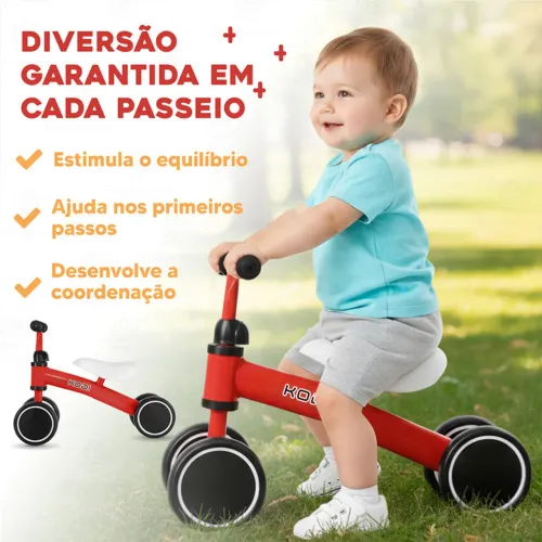 Bicicleta Infantil De Equilíbrio Sem Pedal Balanço Andador Infantil 4 Rodas Para Crianças