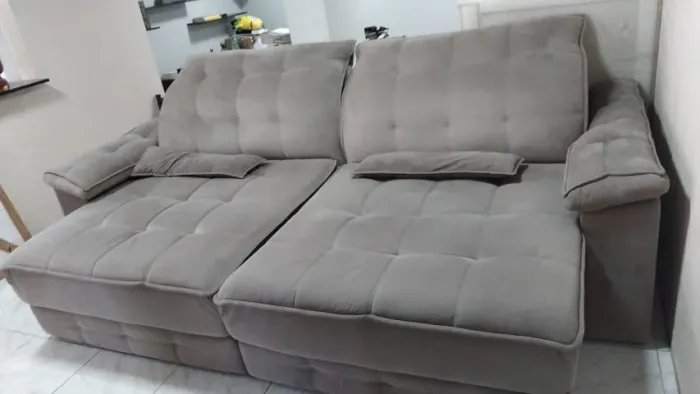 Sofá Retrátil e Reclinável 2,90 Metros Estado de Novo! Tecido Suede Super resistente.