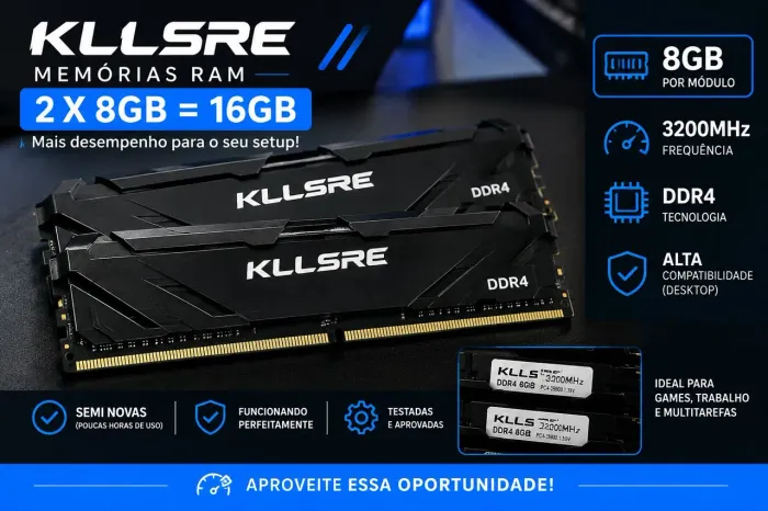 Vendo dois pentes de memória RAM DDR4 8GB 3200mhrtz funcionando perfeitamente.