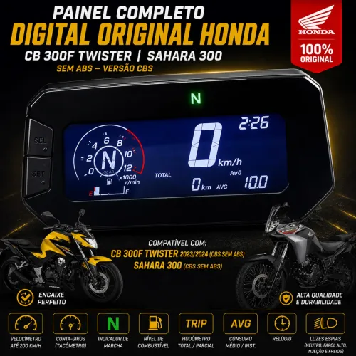 Painel Completo Original Honda CB 300F Twister / Sahara 300 (Sem ABS - Versão CBS)