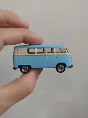 Miniatura Welly Kombi 1963 Azul/bege Volkswagen T1 Bus 1:64 Loose Diecast Novo
