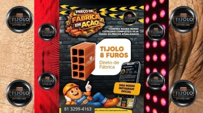 tijolo 8 furos 9 milheiros direto de fábrica 