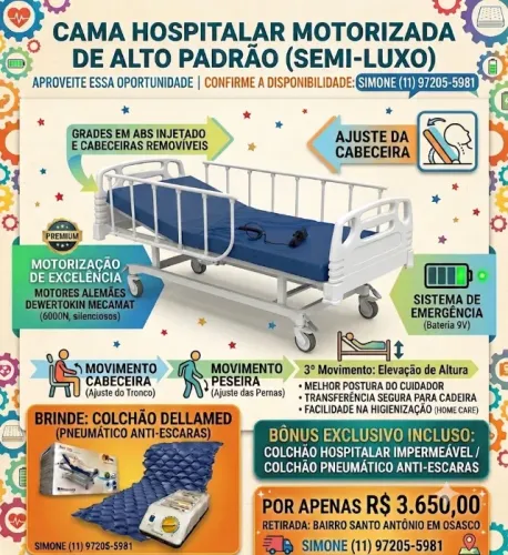 Cama hospitalar motorizada + BRINDE