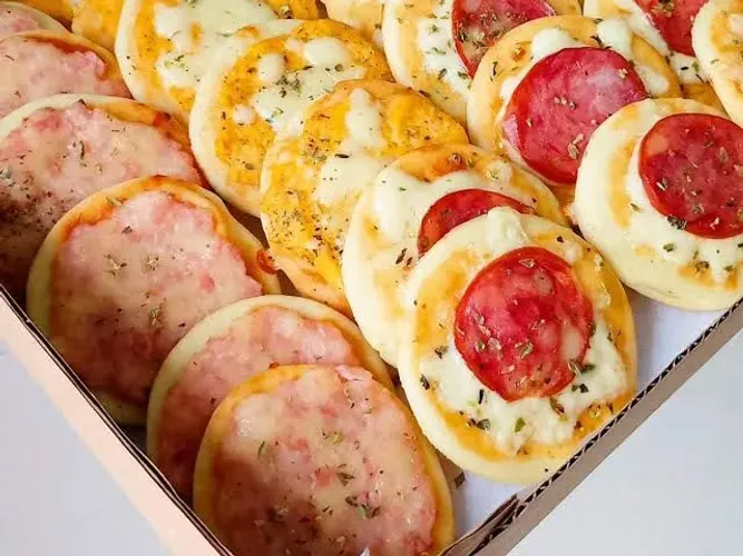 Kit festa mini pizza, mini hambúrguer,  mini salgados assados etc..