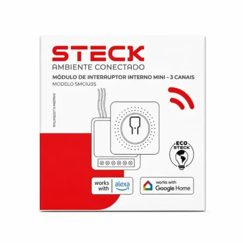 Módulo de Interruptor Interno Mini Wi-Fi 3 Canais Steck