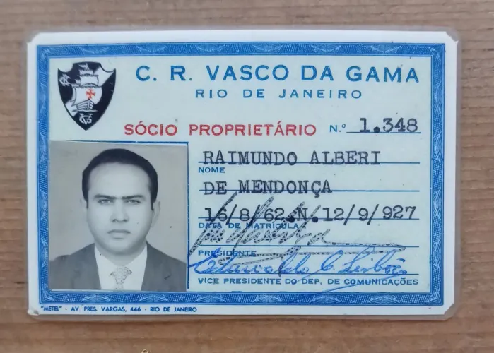 Antiga carteira de sócio do C.R. Vasco da Gama - 1962