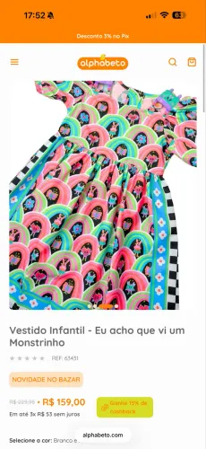 Vestido infantil da marca Alphabeto