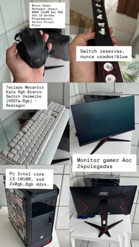 Computador, monitor, teclado e mouse gamer