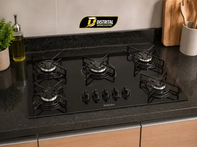Fogão Cooktop 5 Bocas Essencial Preto Novo
