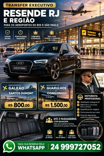 TRANSFER EXECUTIVO RESENDE RJ E REGIÃO AEROPORTOS RJ E SP
