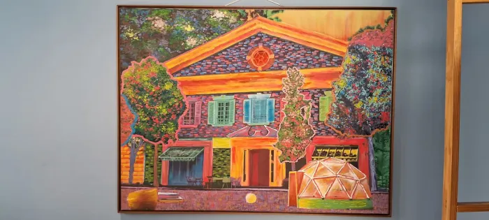 Quadro tinta a óleo utilizado no seriado Escola de Gênios mede 122cm X 93cm moldura bonita