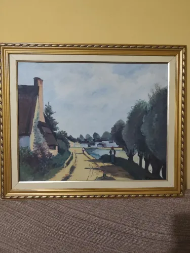 Quadro pintado à mão com moldura 