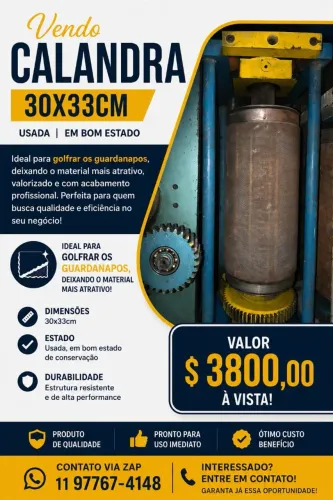 Calandra para golfar Guardanapos, calandra no formato de 30x33cm usada em bom estado!