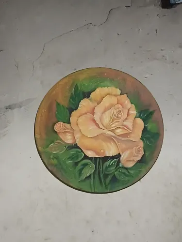 Quadro Decorativo Pintura De Rosas Em Tela Redonda - Lindo!