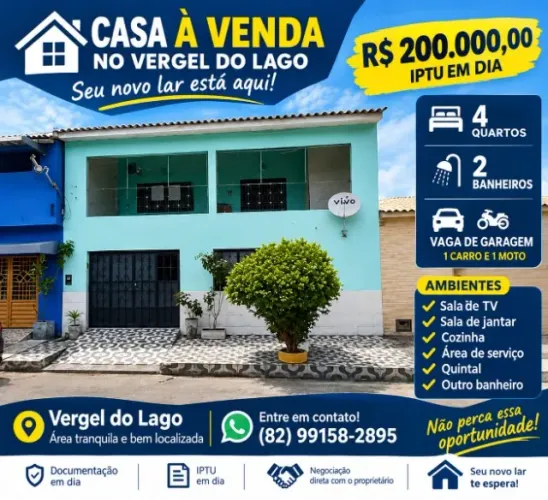 casa a venda no vergel do lago Area tranquila e bem localizada