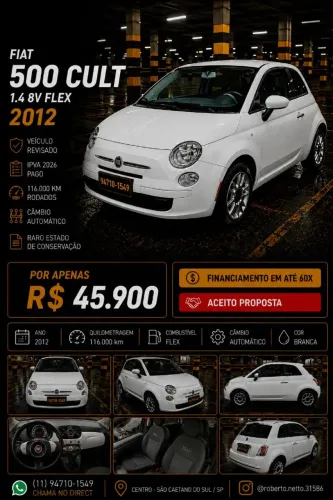 Fiat 500 Cult 1.4 Flex 8V EVO Dualogic 2012