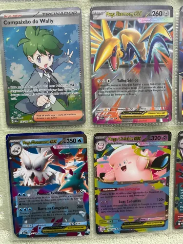 Lote 4 Cartas Pokémon TCG Mega Evolution - Wally Full Art + 3 Mega ex