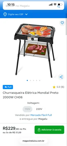 Churrasqueira Elétrica Mondial