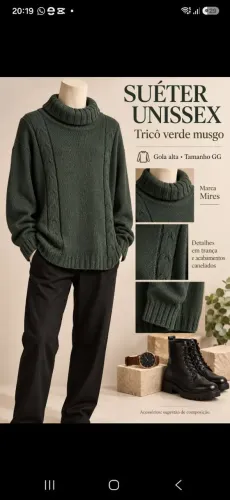 Sueter unisex verge musgo tam. GG