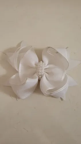 Presilha de cabelo laço branco