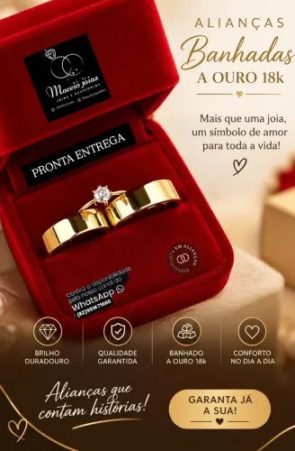 KIT DE ALIANÇAS BANHADAS A OURO 18K