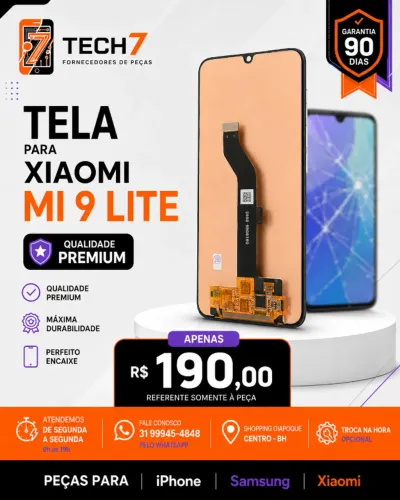 Tela Xiaomi Mi 9 LITE - Bom Custo-Beneficio com Garantia de 90 Dias
