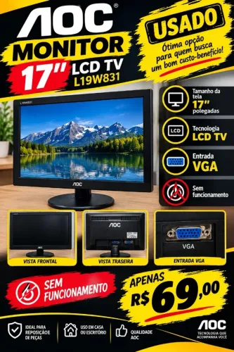 Monitor AOC LCD TV sem funcionamento