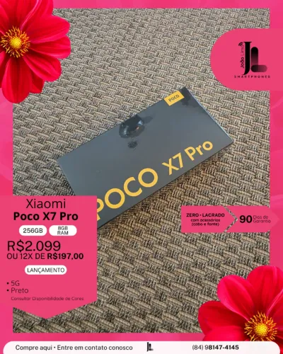 POCO X7 PRO, 5G, 256GB, 8GB RAM,(CABO E FONTE) LACRADO, LANÇAMENTO!