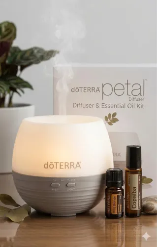 Kit Difusor Ultrassônico Petal Doterra+ Copaíba touch /wild Orange 5ml Cor Nude