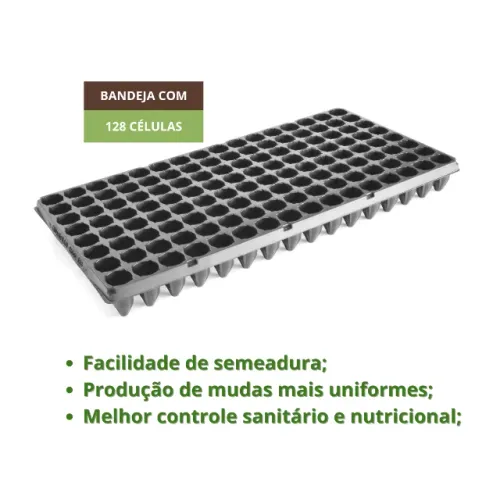 Bandeja Para Mudas 128 Células Pp Flexível Kit 10 Unidades