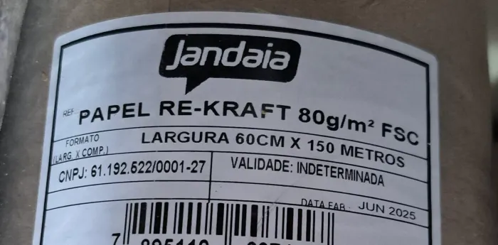 Rolo papel kraft 80g 60 cm largura 1,50 mt comprimento