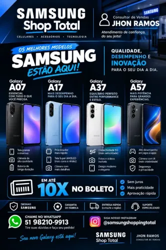 Celulares em até 10x no boleto, partir de 829,00.