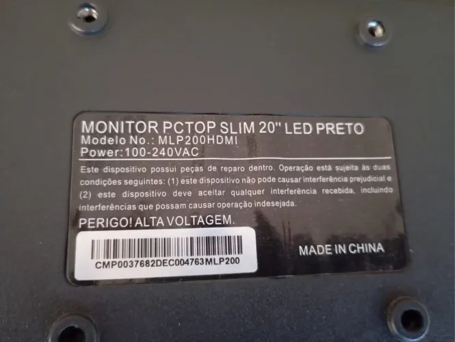 Monitor PCTOP 20 polegadas não funciona
